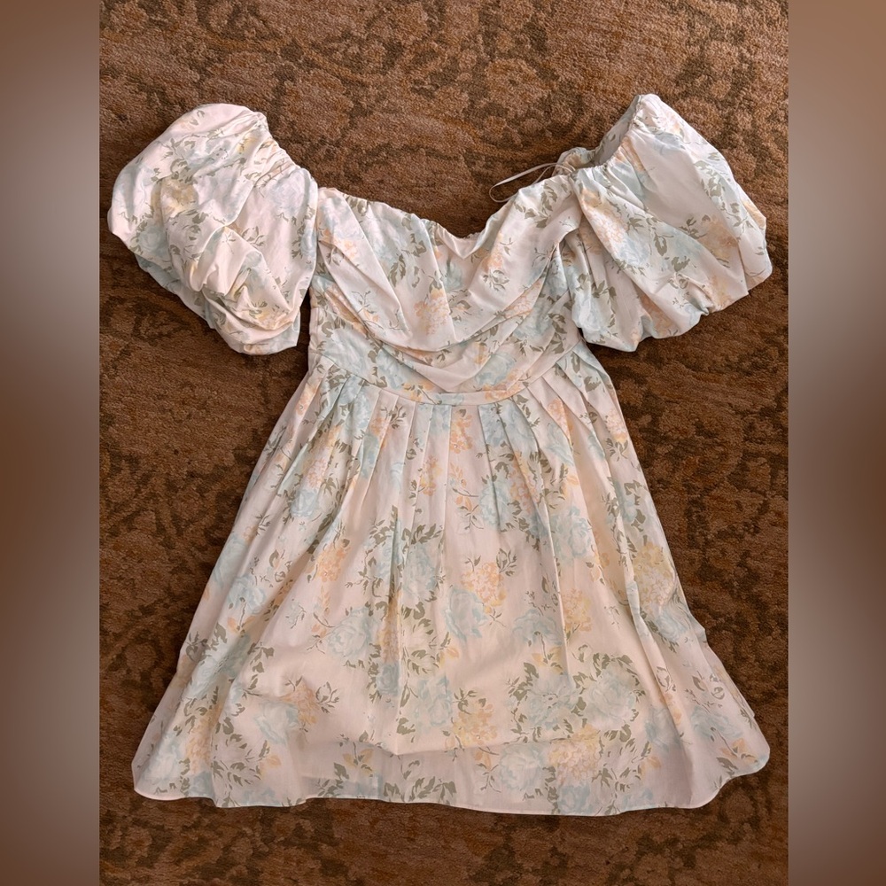 Shabby Chic Floral Puff Sleeve Dress